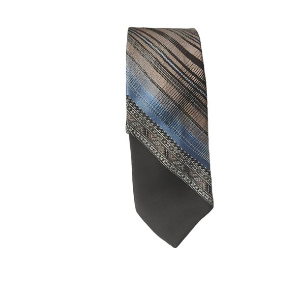 Oleg Cassini Mens Blue Brown Multicolor Abstract Necktie Professional Office - Picture 2 of 10